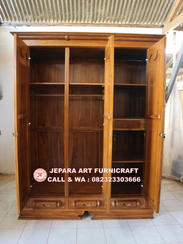 Jual Lemari  Pakaian  Jati Pintu  3  Peluru Terbaru Harga Murah