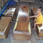 Set Kursi Bangku Kayu Trembesi Log Solid Wood