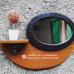 Cermin Minimalis Vintage Jati Oval