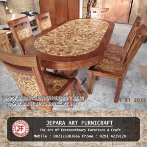 Jual Meja Makan Minimalis  Oval  6 Kursi  Koin Antik Murah