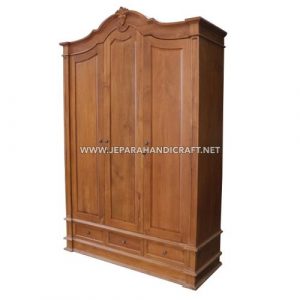 Jual Lemari  Pakaian Jati  Grande Pintu 3 Natural  Mewah Elegan