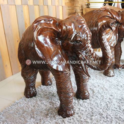 Jual Patung Gajah Kayu  Trembesi Solid Jepara Terbaru