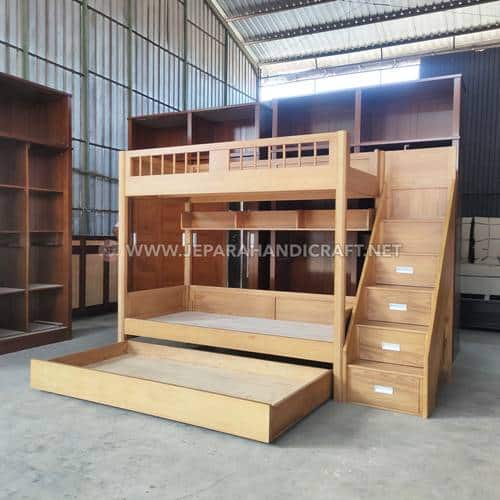 Jual Tempat Tidur Tingkat jati Minimalis Aprilia Terbaru