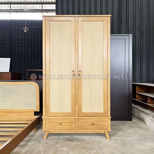 Beli Lemari Pakaian Minimalis Rotan Herline Terbaru